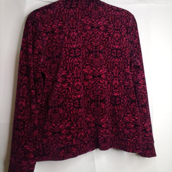 Kim Rogers Jacket Women S Full Zip Velvet Pattern Pink Black - Picture 12 of 16